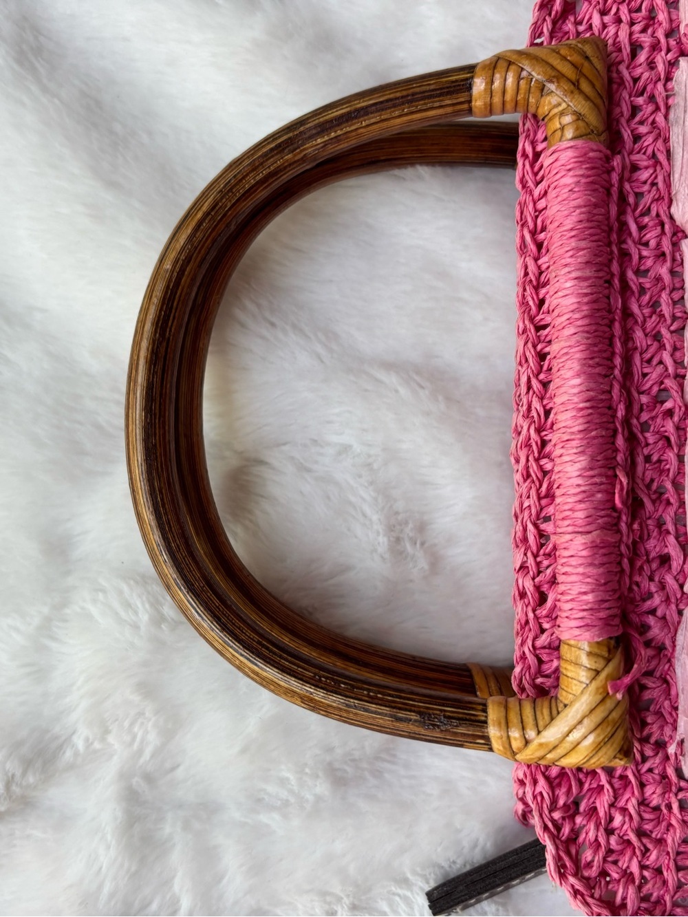 Call It Spring Pink Woven Raffia Top-Handle Bag - Picture 9 of 11